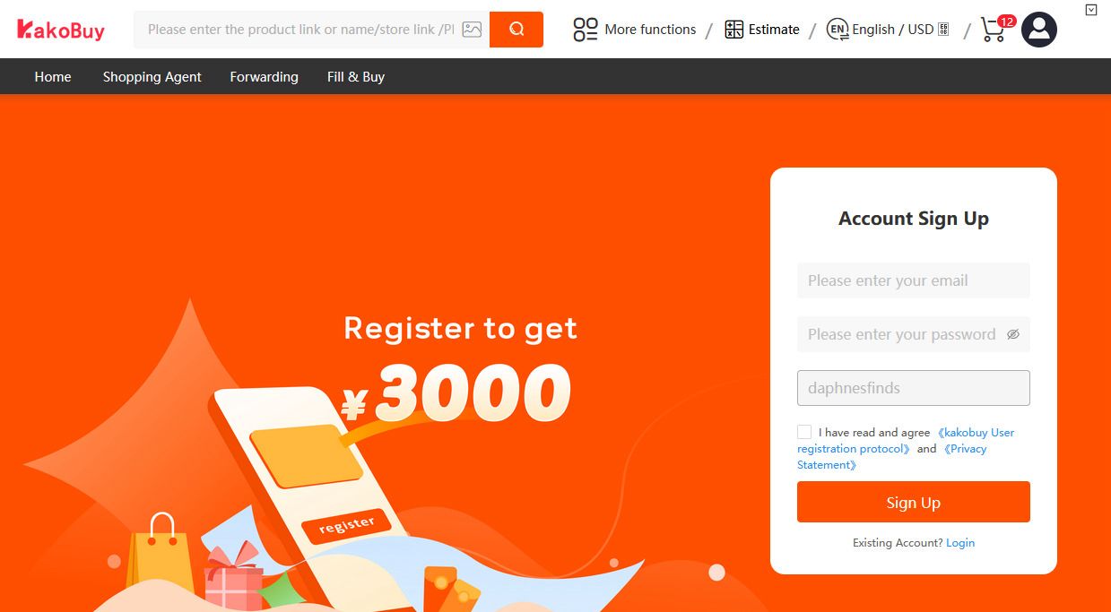 Create Kakobuy Account